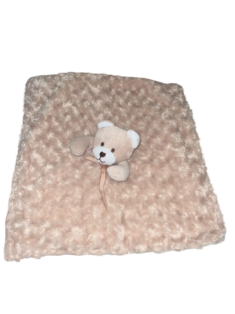 BLANKETS And BEYOND Beige Teddy BEAR Swirls Plush Security Blanket Lovey